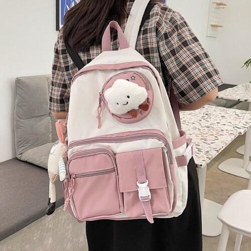 Korean version of INS cute clouds student schoolbag female harajuku vintage sense girl backpack large capacity backpack
