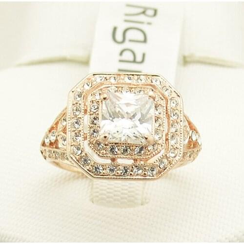 High Quality 2020 Square Red Stone Gift Women Wedding Ring Jewellery Accessories Crystals Jewelry Cubic Zirconia Rose Gold