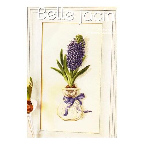 Gold Collection Popular Counted Cross Stitch Kit DFEA Belle Jacinte Hydrangea Purple Flower Vase Jar Lavender
