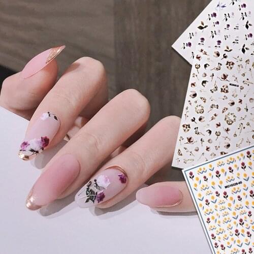 1Pc Cotton Pattern Nail Art Sticker Rose Cotton Small Fresh Waterproof Self-Adhesive Nail Design Womens Manicure Sticker