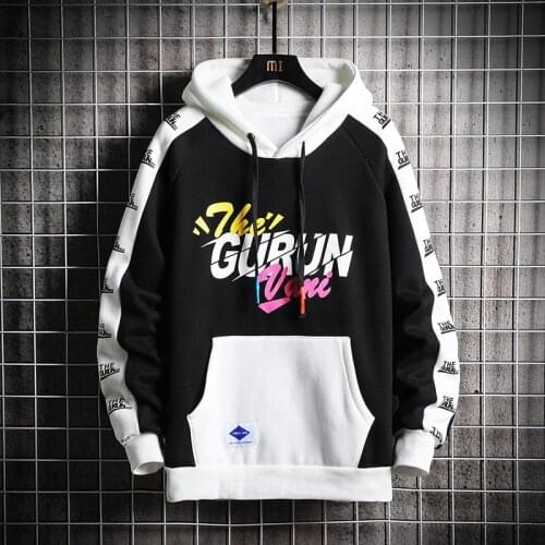 2021 New Mens Winter Hoodies Fleece Yellow Hoodie Men Sweatshirt Hip Hop Patchwork Harajuku Japanese Streetwear