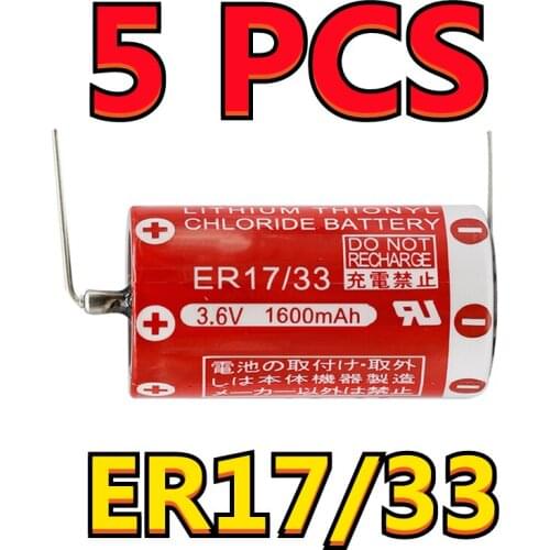 5PCS Brand New Original For Maxell ER17/33 3.6V 1600mAh Lithium Thionyl Chloride Batteries PLC Battery With Pins