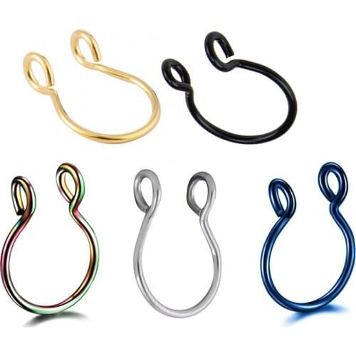 5pcs U Shaped Fake Nose Ring Hoop Septum Rings Stainless Steel Nose Piercing Fake Piercing Oreja Pircing Jewelry