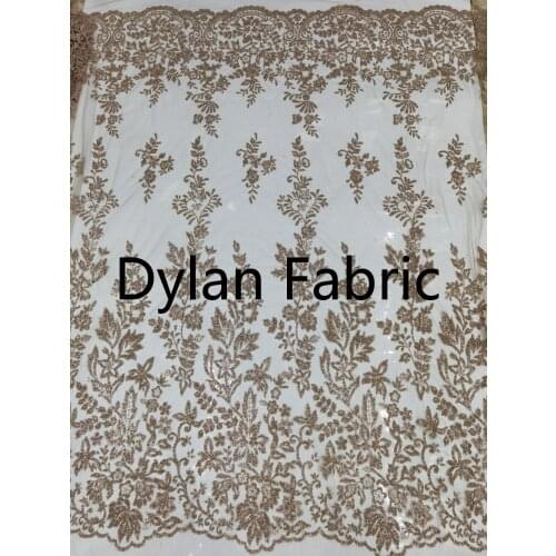 African sequins large bubble beads lace fabric 2021 French tulle lace fabric handmade bead embroidery mesh wedding dress