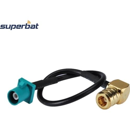 Superbat Car GPS Radio Antenna Extension Cable Connector Fakra Plug Z to SMB Male Plug Right Angle Pigtail RG174 15cm