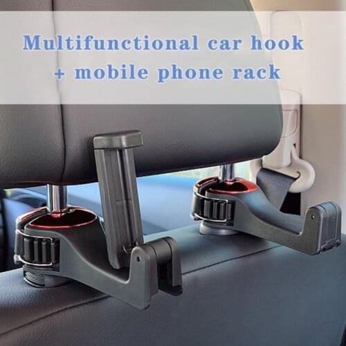 Car Seat Back Hook Universal Portable Car Accessories Interior Hanger Holder Storage Hook Multifunction Phone Holder