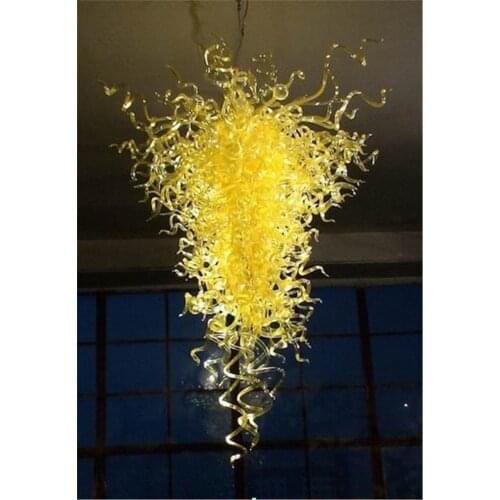 Free Shipping Color Size Customized China Factory-outlet Yellow Colored Blown Glass Chandelier Lighting