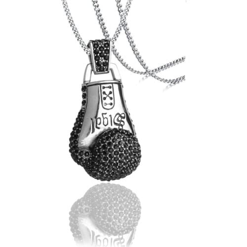 Black Boxing Gloves Boxer Men Necklaces Pendants Chain for Boyfriend Stainless Steel Jewelry Colgante Creativity Gift Wholesale