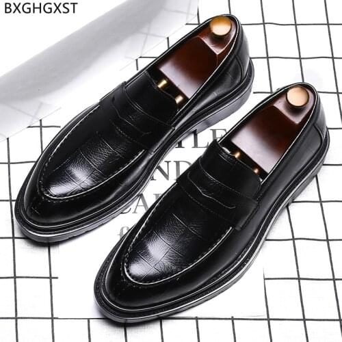 Black Leather Shoes Men Formal Party Shoes for Men 2021 Luxury Designer Penny Loafers Men Shoes High Quality Chaussure De Homme