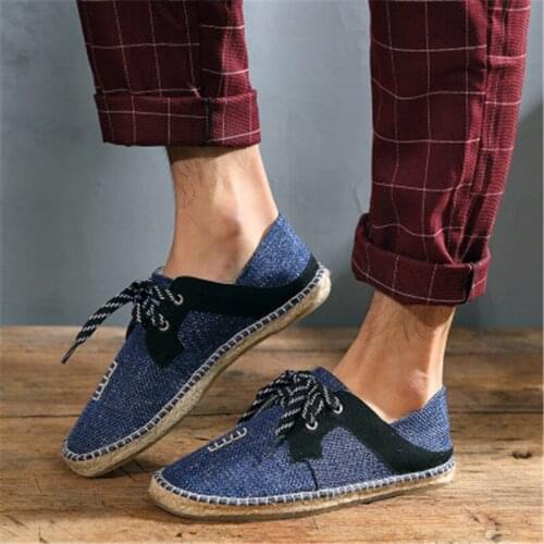 Breathable Linen Casual Mens Old Beijing Cloth Shoes Canvas Summer Leisure Flat Fisherman Driving Walking Espadrilles Hemp