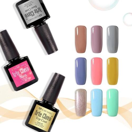 Arte Clavo Nail Gel Polish Hybrid Varnish For Nail Art Semi Permanent UV Gel nail polish Set For Manicure Base Top Coat Primer