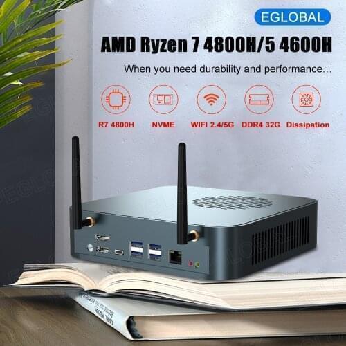 AMD Mini PC Gaming Computer Ryzen 7 4800H 8 Cores 16 Threads Nuc M.2 PCIE WiFi6 BT5.1 Radeon Graphics HTPC 3*4K HDMI DP Type-C