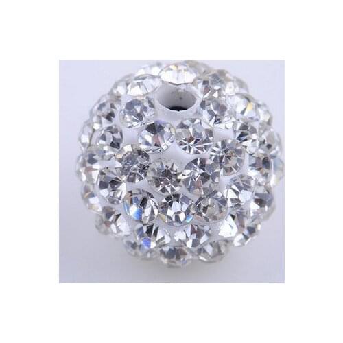 Jgh4lity Best Crystal DHL EMS Free hotsale 10mm white Micro Pave Disco CZ Ball crystal bead fit