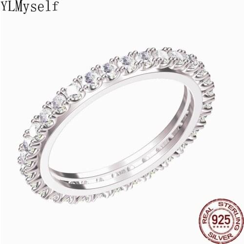 100% Real Silver Ring Size 5-9 Pave Bright 2/3/4mm Cubic Zircon Matching Tennis Jewelry Unisex Hiphop Rock 925 Jewellery