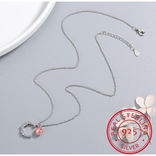 Korean Style New Fashion Sweet Moon 925 Sterling Silver Jewelry Temperament Crescent Clavicle Chain Pendant Necklaces H418