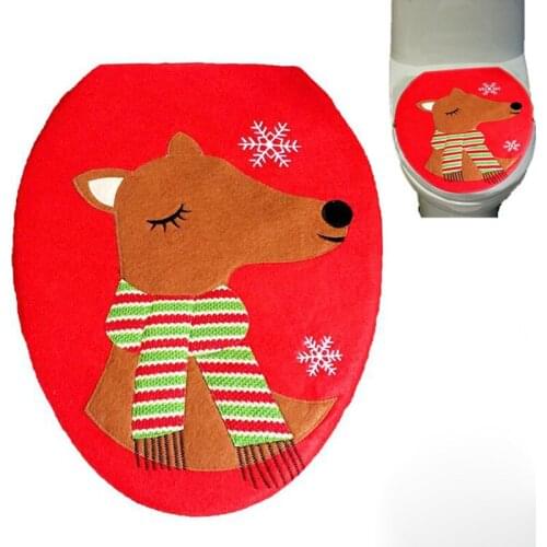 1Pc Bathroom Toilet Seat Cover Elk Toilet Lid Cover Snowman New Year Decor navidad Christmas Decorations for Home