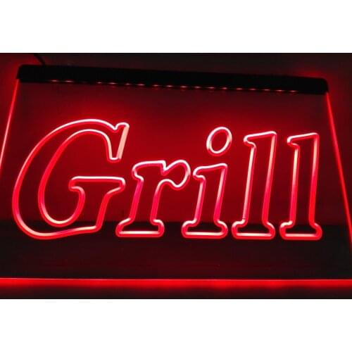 LB440- Grill OPEN Bar Pub BBQ NEW NR LED Neon Light Sign home decor crafts