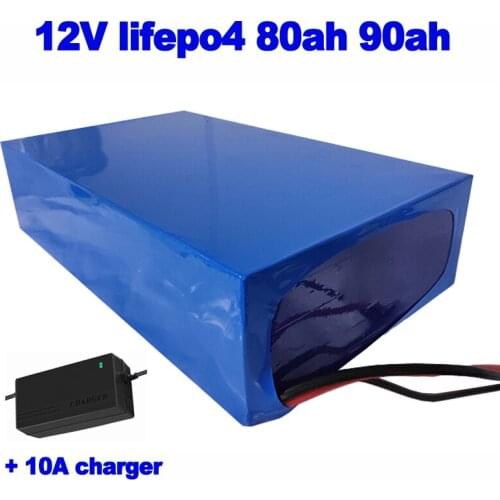 Lifepo4 12V 80ah 90ah lithium iron phosphate battery pack for AGV tricycle propeller golf cart robot forklift EV + 10A charger