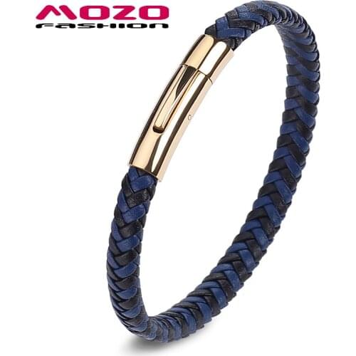 Fashion Hot Male Charm Bracelets Blue Leather Rope Mixed Braided Bangle Simple Style Punk Men Classic Jewelry