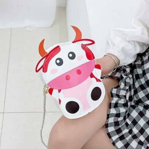 Fashion Cute Girls Coin Purse Handbags Cartoon Kindergarten Baby Mini Shoulder Bags Lovely Cow Childrens Small Crossbody Bag