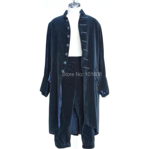 Customized!Jackets+skirt Mens 2pcs Black Velves Retro Coats Vintage Costumes MAN Victorian stage Performance MALE Suits N-027