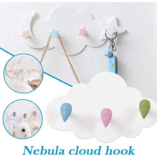 Cartoon Cloud Shape Wall Hooks Strong Adhesive Bathroom Coat Rack Sundries 3 Hook Holder for Hanging Room Decoration In Stock