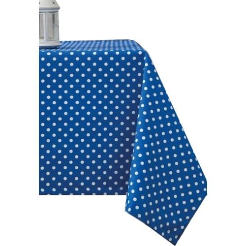 Zeren Home Saks Blue Ground White Polka Dot Carefree Table Cloth 170x500 cm