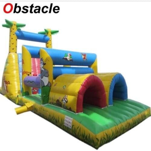 Huge Size Inflatable Obstacle Course Adventure Jumping House Inflatable Slide Combo For brave Kids wild Playing Game sports