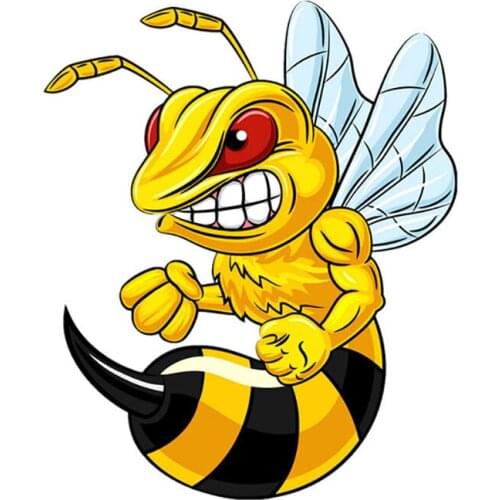 S50258# 13CM/15CM/17CM Personality PVC Decal Lovely Angry Cartoon Hornets V2 Car Sticker on Motorcycle Laptop Decorative