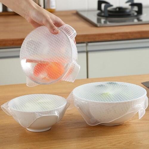 Food grade silicone wrap cover kitchen refrigerator fresh cover transparent seal cover Reusable bowl cover