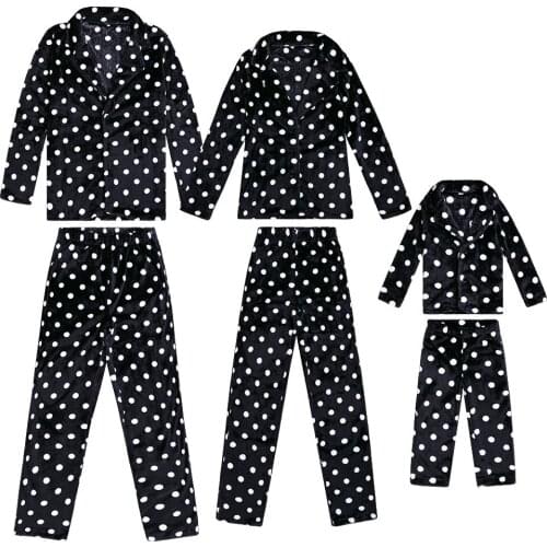 Family Matching Outfits Christmas Pajamas Winter new father mother boy girl suit warm home service flannel wave point clothing