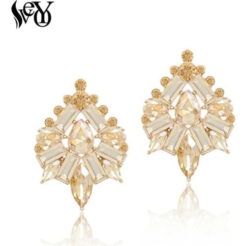 VEYO Geometric Crystal Stud Earrings For Woman Trendy Rhinestone Stud Earrings Fashion Jewelry