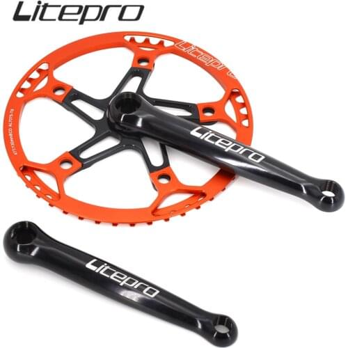 Litepro Folding Bike Crankset 130BCD Crankset Chainwheel Bicycle Chainring Folding Bike Square Hole Aluminum Alloy