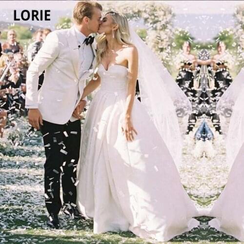 LORIE Princess Wedding Dress Satin Sweetheart Pleats Side Split A-Line Bridal Dress Custom Made White Ivory Simple Wedding Gown