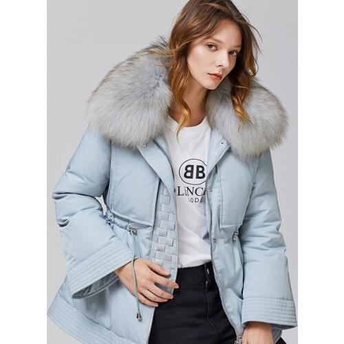 Warm winter down jacket fashion in Europe and the wind xian shu long sleeve white duck down jacket