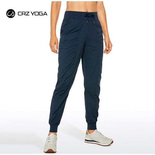 CRZ YOGA Womens Lightweight Athletic Pants Drawstring Soft Travel Tapered Joggers with Pockets