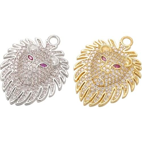 ZHUKOU 24X32MM Exquisite lion head pendant for women necklace earrings jewelry accessories Making model: VD509