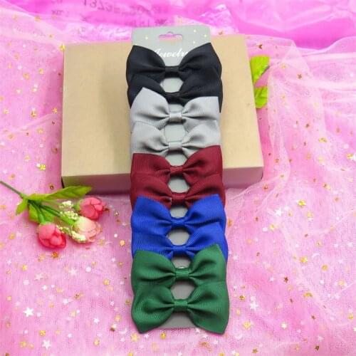 10PCS/SET With Card Dark Colors Boutique Grosgrain Ribbon Girl Bows Hair Clips Bow Hair Accessories Creativity Hairpin Headwear