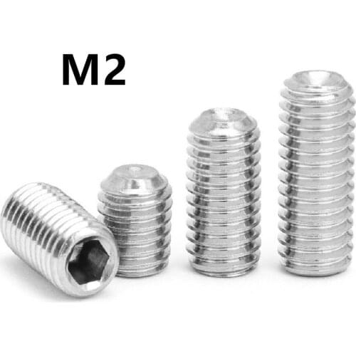 100pcs/lot M2x2/2.5/3/4/5/6/8/10/12/14/16mm DIN916 GB80 304 Stainless steel hex socket set screw with cup point