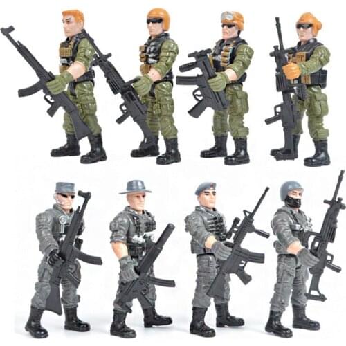 8Pcs Forces Figure Model Military Army Combat Police Soldier Action Figure Toys for Gift