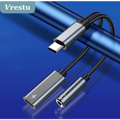 2 in 1 USB C to 3.5mm Jack Earphone Type C to 3.5 Headphone 60W Adapter Audio Cable for Samsung S20 iPad Pro Pixel 5 4 Connector