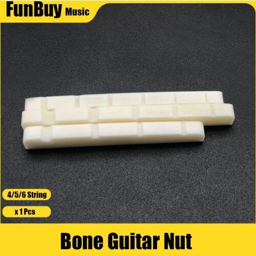 Bone Bass ST Electric Guitar Accessories 4/5/6 String Electric Bass Bone Bridge Nuts Slotted 38mm 45mm Replacement Parts