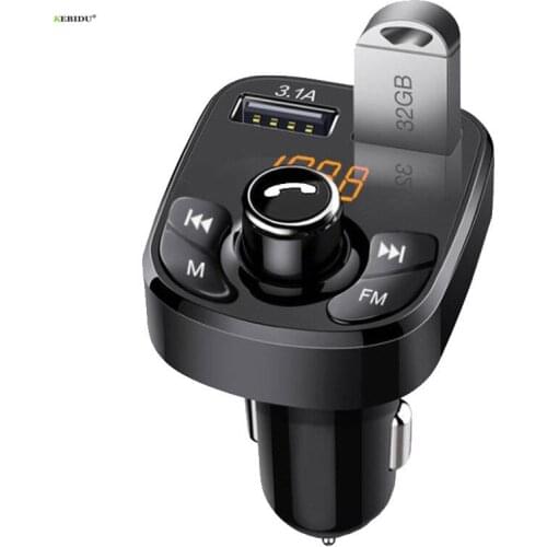 Bluetooth 5.0 Car Kit Mp3 Modulator Player Handsfree Fm Transmitter 3.1A Dual Usb Fast Charger Support U Disk Music Play