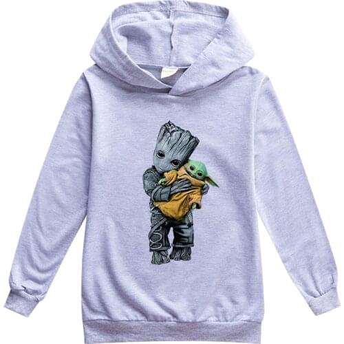 Marvel Cartoon Groot Kids Hoodies Children Baby Superhero Clothes Tops Spring and Autumn Girls Boys Sweatshirts Casual Hoodie