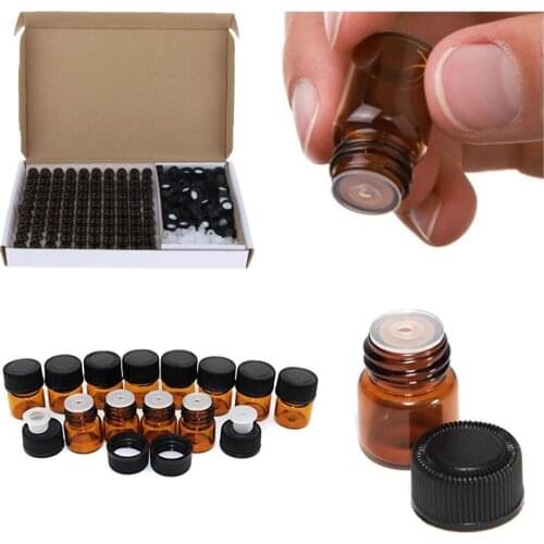 100Pcs Vial Sample Brown Drop Essential Oil Amber Bottle Thin Small Amber Perfume Test Bottle Cosmetic Containers контейнер