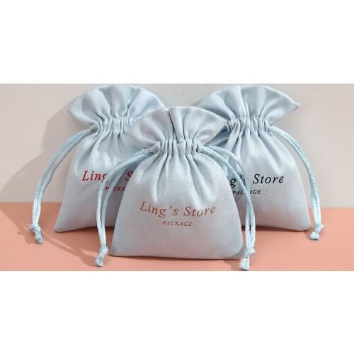 100pcs Personalized Logo Flannel Gift Pouches Velvet Drawstring Bag for Jewelry Display Packaging Wedding Candy Bag Pouch Custom