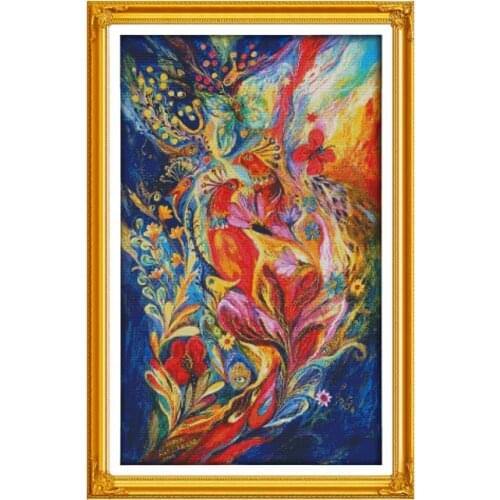 Joy Sunday Cross Stitch Colorful Peacocks Patterns DMC 11CT 14CT Cross Stitch Kits Embroidery Needlework DIY Decor Handmade Sets
