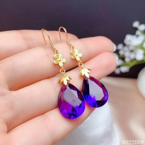 KJJEAXCMY 925 sterling silver inlaid amethyst luxury earrings new ladies vintage eardrop hot selling