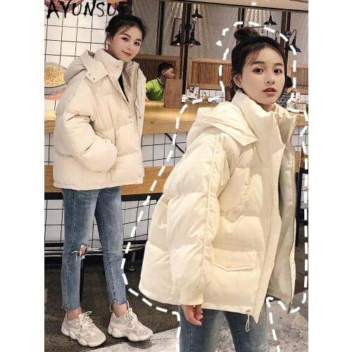 AYUNSUE Winter Jacket Women 2021 Hooded Black Coat Female Short Thick Parkas Korean Style Casual Jackets Casaco Feminino Gxy86