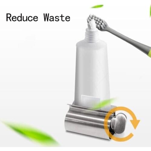 Stainless Steel Rolling Toothpaste Squeezer Tube Toothpaste Dispenser Bathroom Accessories Set Toothbrush Holder Storage Rack